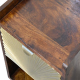 Solid Mango Wood Bedside Cabinet Mini With 1 Gold Front Drawer - Manila