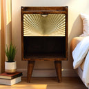 Solid Mango Wood Bedside Cabinet Mini With 1 Gold Front Drawer - Manila