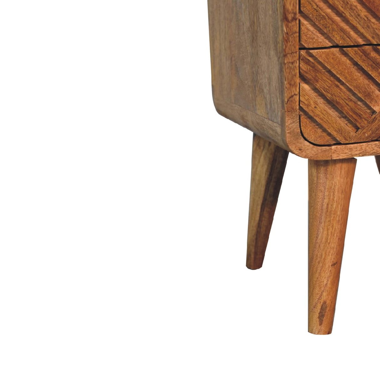 Solid Mango Wood Bedside Cabinet Mini Curved With 2 Drawers - Lille