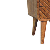 Solid Mango Wood Bedside Cabinet Mini Curved With 2 Drawers - Lille