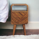 Solid Mango Wood Bedside Cabinet Mini Curved With 2 Drawers - Lille