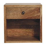 Solid Mango Wood Bedside Cabinet Mini Floating With 1 Drawer - Hereford