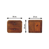 Solid Mango Wood Bedside Cabinet Mini Floating With 2 Drawers - Hereford