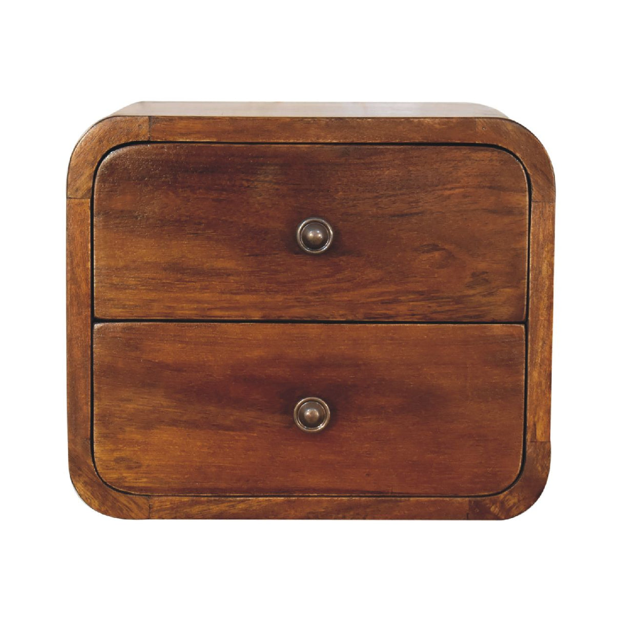 Solid Mango Wood Bedside Cabinet Mini Floating With 2 Drawers - Hereford