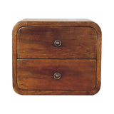 Solid Mango Wood Bedside Cabinet Mini Floating With 2 Drawers - Hereford