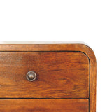 Solid Mango Wood Bedside Cabinet Mini Floating With 2 Drawers - Hereford