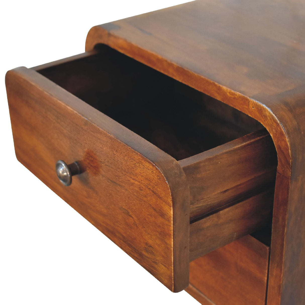 Solid Mango Wood Bedside Cabinet Mini Floating With 2 Drawers - Hereford