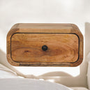 Solid Mango Wood Bedside Cabinet Mini Wall Mounted With 1 Drawer - Avora