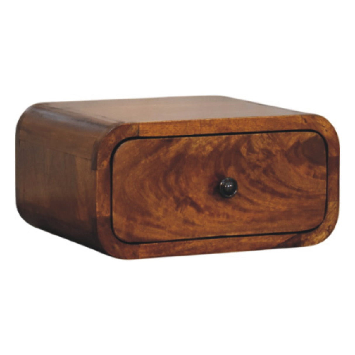 Solid Mango Wood Bedside Cabinet Mini Wall Mounted With 1 Drawer - Avora