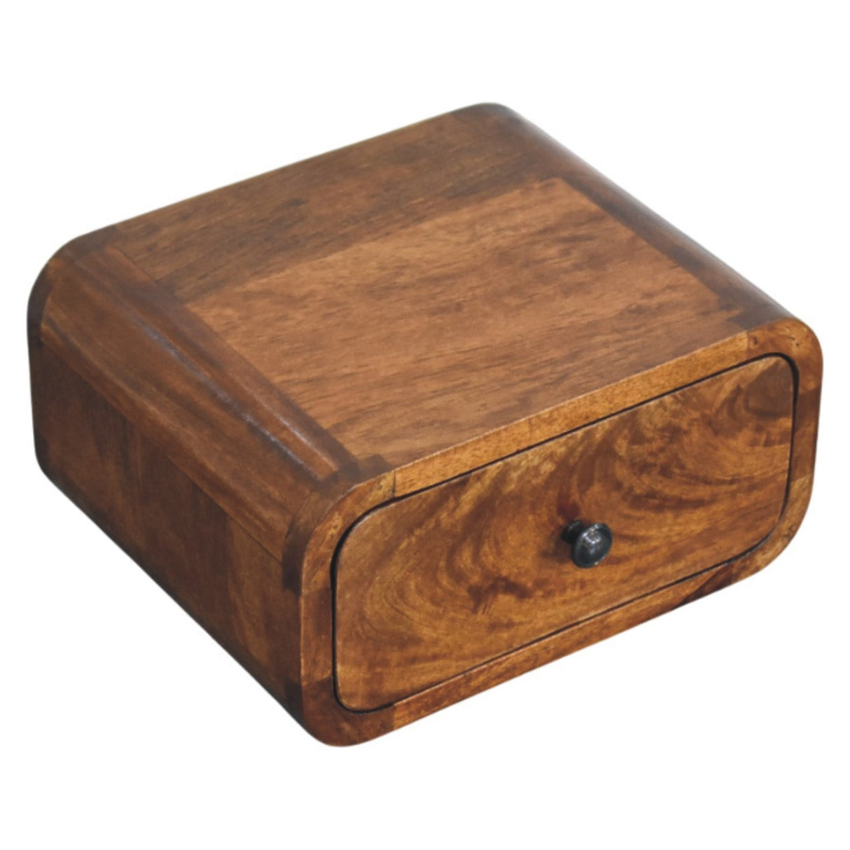 Solid Mango Wood Bedside Cabinet Mini Wall Mounted With 1 Drawer - Avora