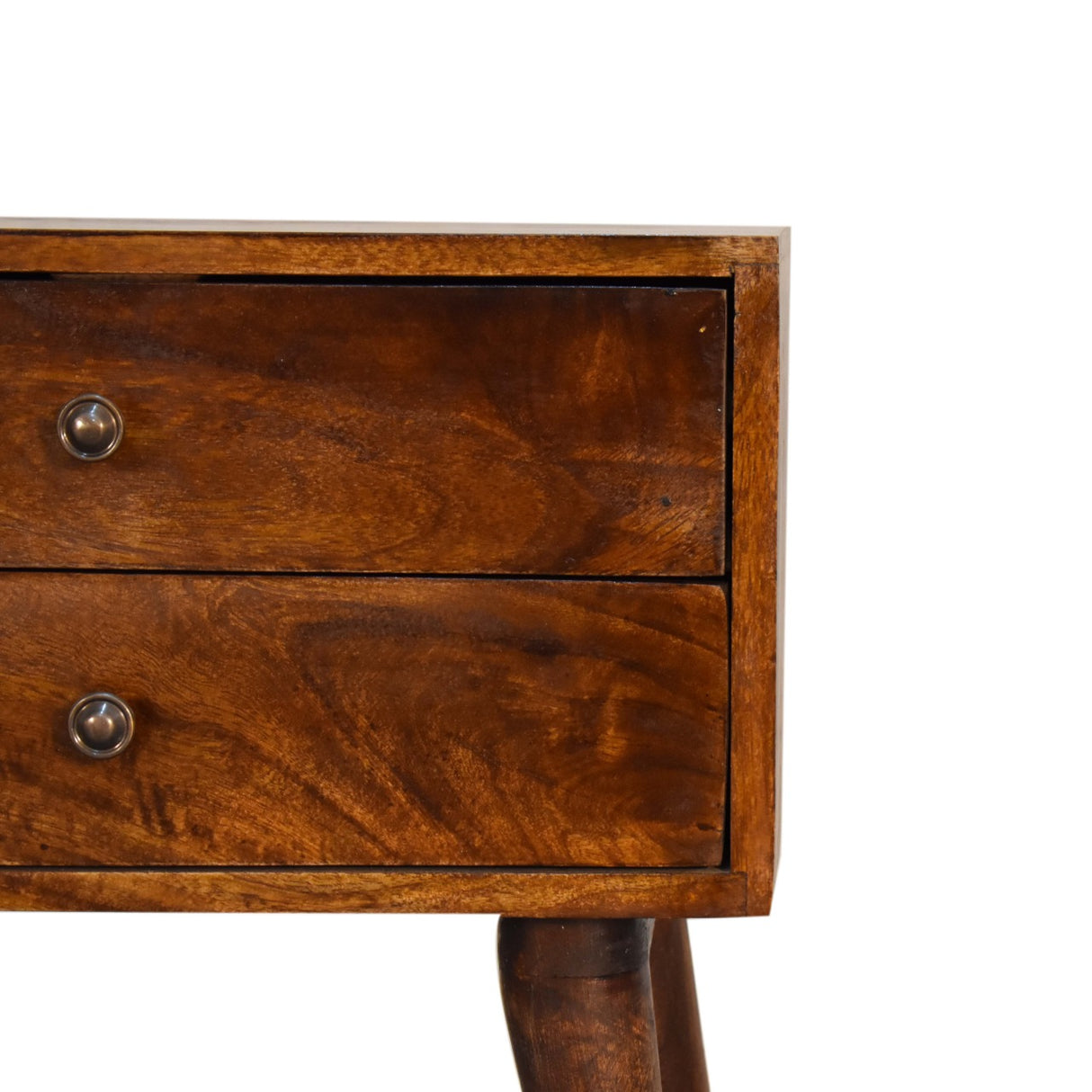 Solid Mango Wood Bedside Cabinet Modern With 2 Drawers - Birmingham