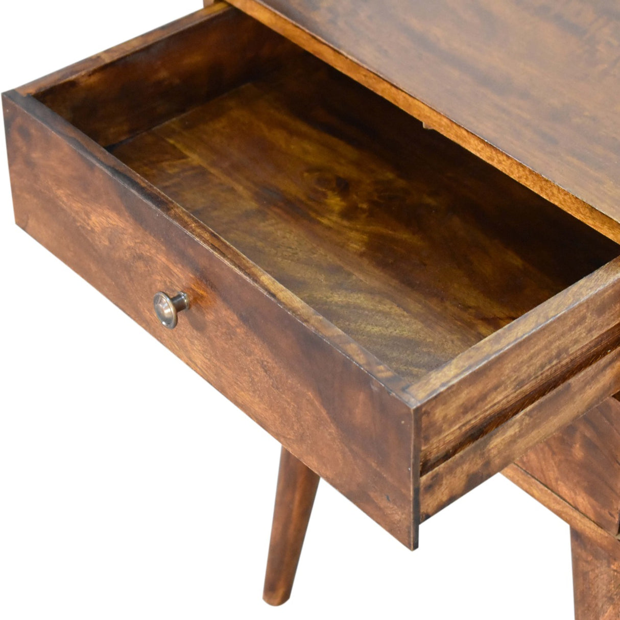 Solid Mango Wood Bedside Cabinet Modern With 2 Drawers - Birmingham