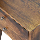 Solid Mango Wood Bedside Cabinet Modern With 2 Drawers - Birmingham