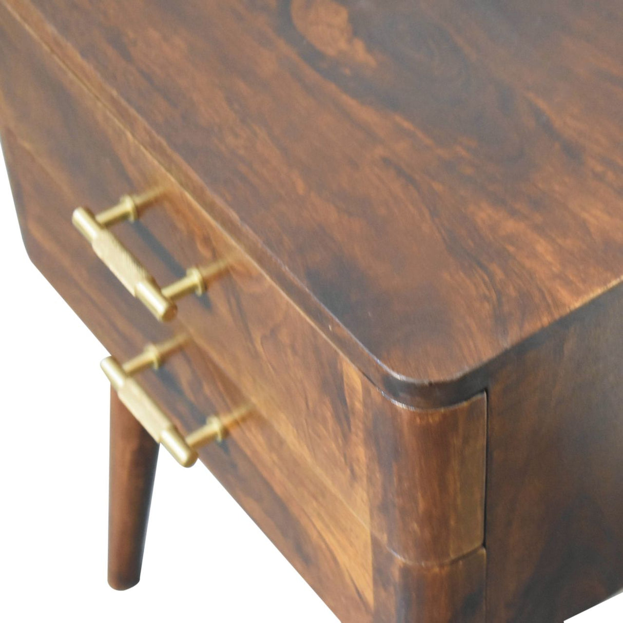 Solid Mango Wood Bedside Cabinet Nordic With T-Bar Handle - Birmingham