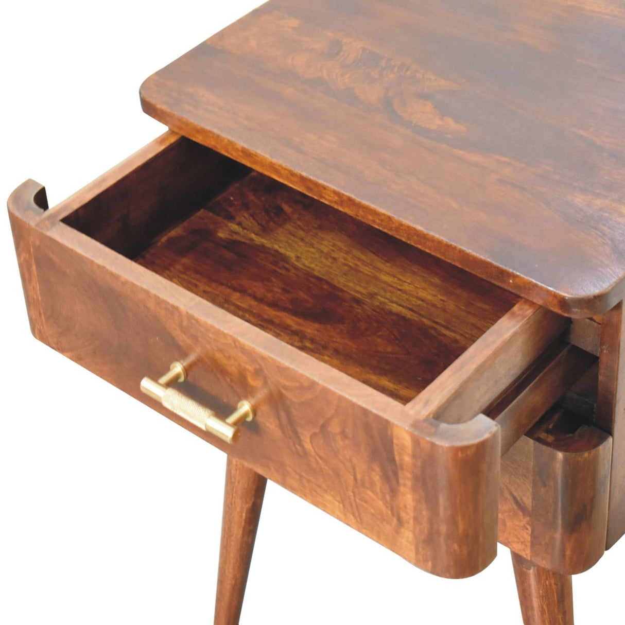 Solid Mango Wood Bedside Cabinet Nordic With T-Bar Handle - Birmingham