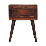 Solid Mango Wood Bedside Cabinet Nordic With T-Bar Handle - Birmingham