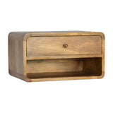 Solid Mango Wood Bedside Cabinet Open Floating With 2 Drawers - Hereford