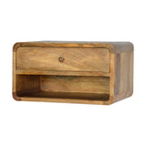 Solid Mango Wood Bedside Cabinet Open Floating With 2 Drawers - Hereford