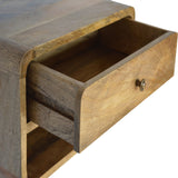 Solid Mango Wood Bedside Cabinet Open Floating With 2 Drawers - Hereford