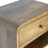 Solid Mango Wood Bedside Cabinet Open Floating With 2 Drawers - Hereford