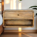 Solid Mango Wood Bedside Cabinet Open Floating With 2 Drawers - Hereford
