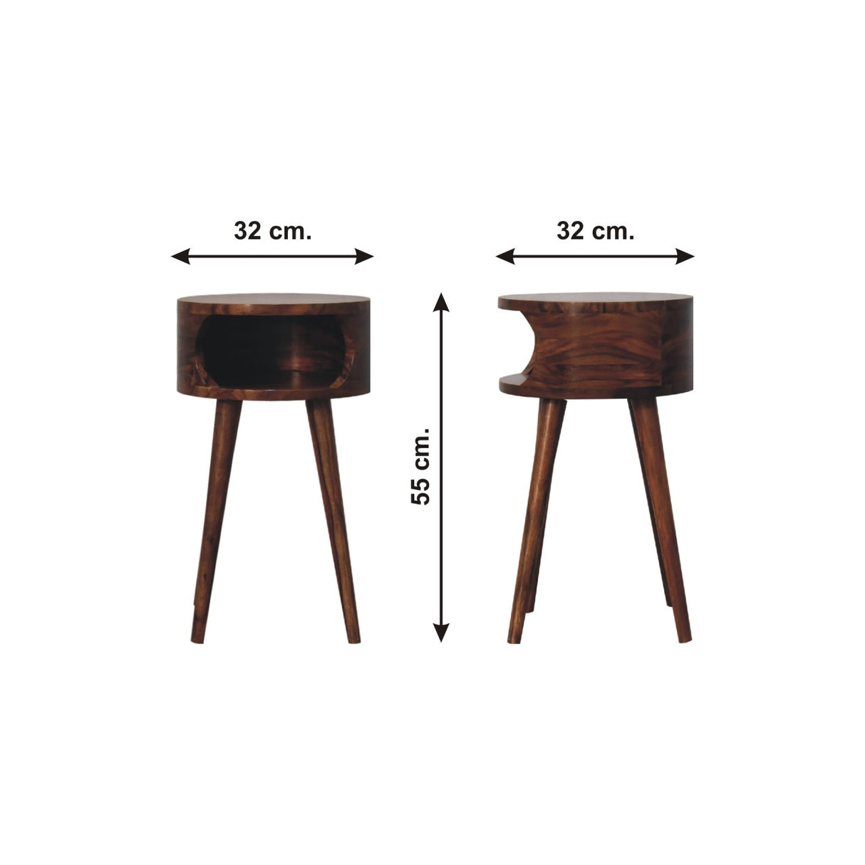 Solid Mango Wood Bedside Cabinet Open Shelf - Alina