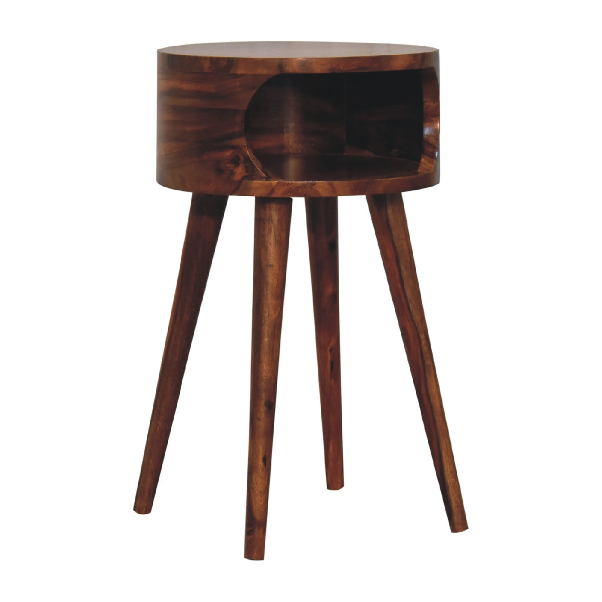 Solid Mango Wood Bedside Cabinet Open Shelf - Alina
