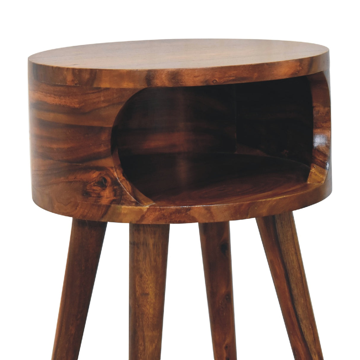 Solid Mango Wood Bedside Cabinet Open Shelf - Alina