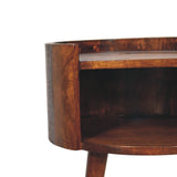 Solid Mango Wood Bedside Cabinet Round With Open Slot - Birmingham