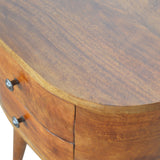 Solid Mango Wood Bedside Cabinet Rounded With 2 Drawers - Chester