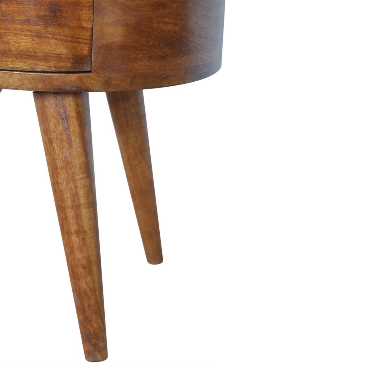 Solid Mango Wood Bedside Cabinet Rounded With 2 Drawers - Chester