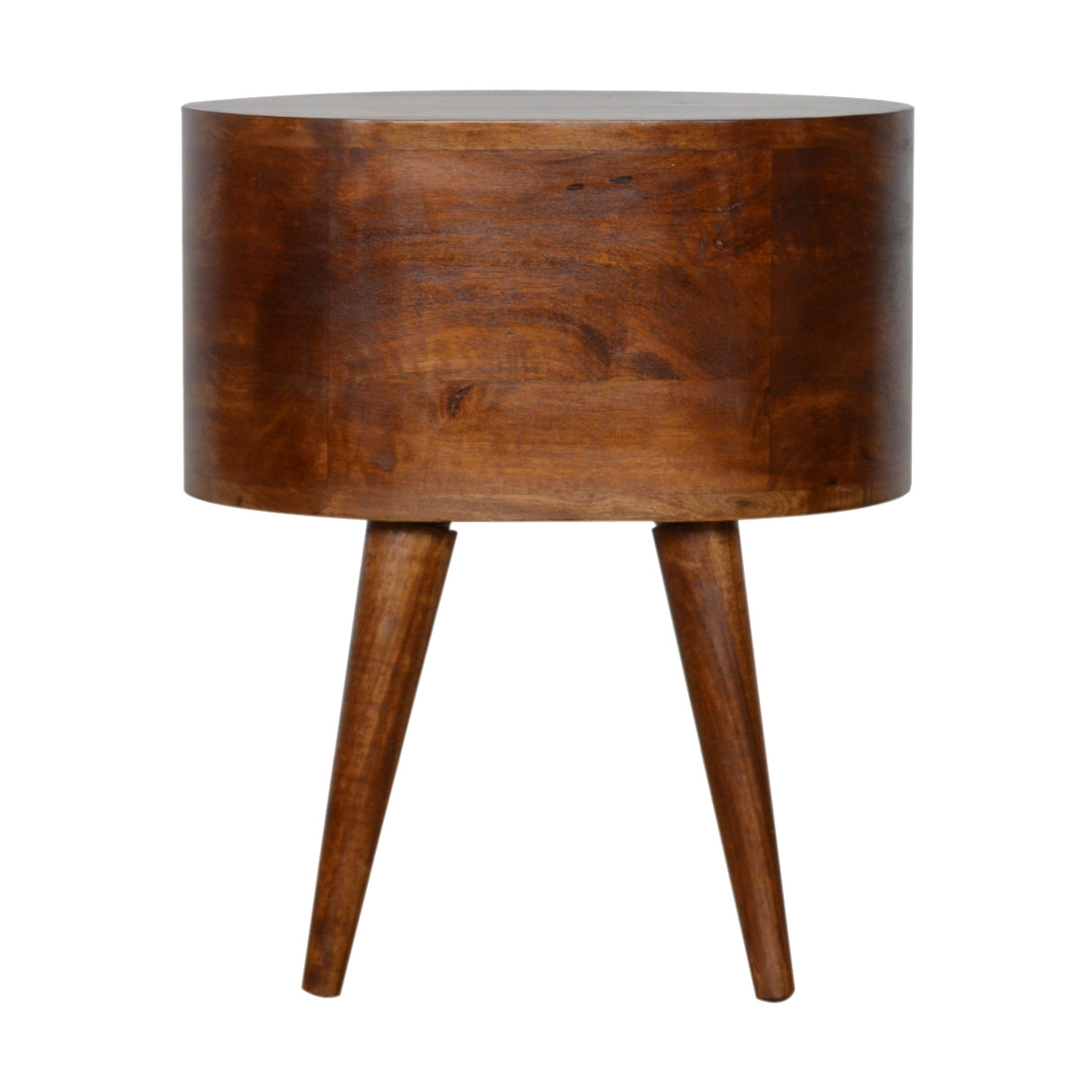 Solid Mango Wood Bedside Cabinet Rounded With 2 Drawers - Chester