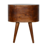 Solid Mango Wood Bedside Cabinet Rounded With 2 Drawers - Chester