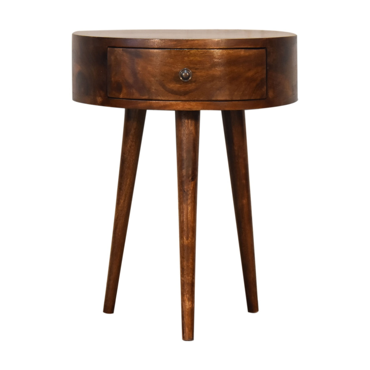 Solid Mango Wood Bedside Cabinet Semi Circle With 1 Drawer - Birmingham