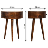 Solid Mango Wood Bedside Cabinet Semi Circle With 1 Drawer - Birmingham