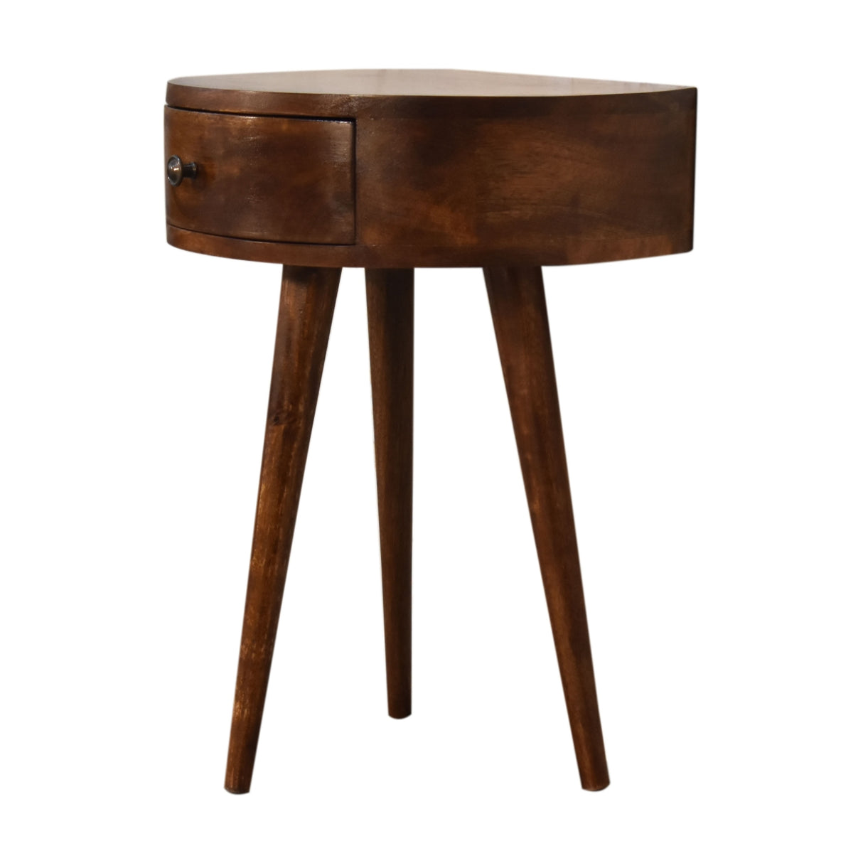 Solid Mango Wood Bedside Cabinet Semi Circle With 1 Drawer - Birmingham