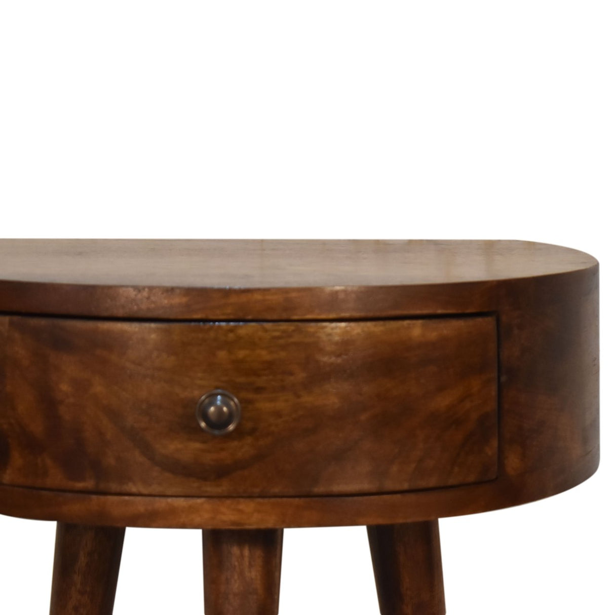 Solid Mango Wood Bedside Cabinet Semi Circle With 1 Drawer - Birmingham