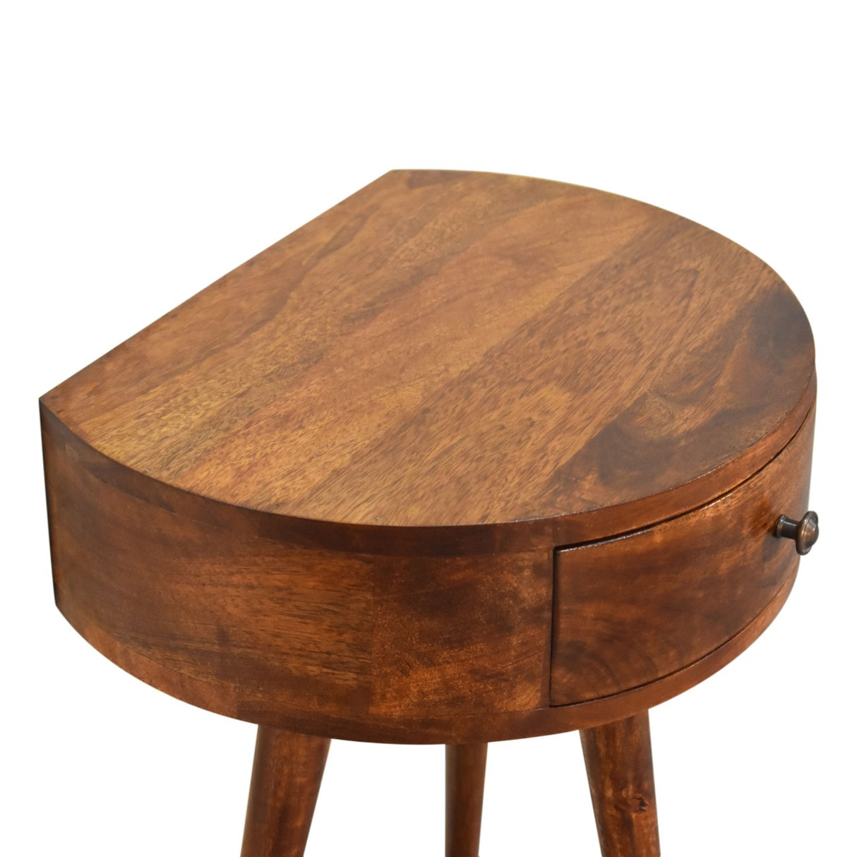 Solid Mango Wood Bedside Cabinet Semi Circle With 1 Drawer - Birmingham