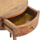 Solid Mango Wood Bedside Cabinet Semi Circle With 1 Drawer - Birmingham