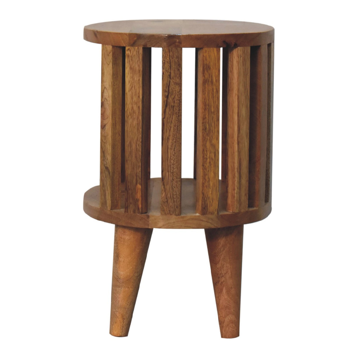 Solid Mango Wood Bedside Cabinet With Single Shelf - Ariella