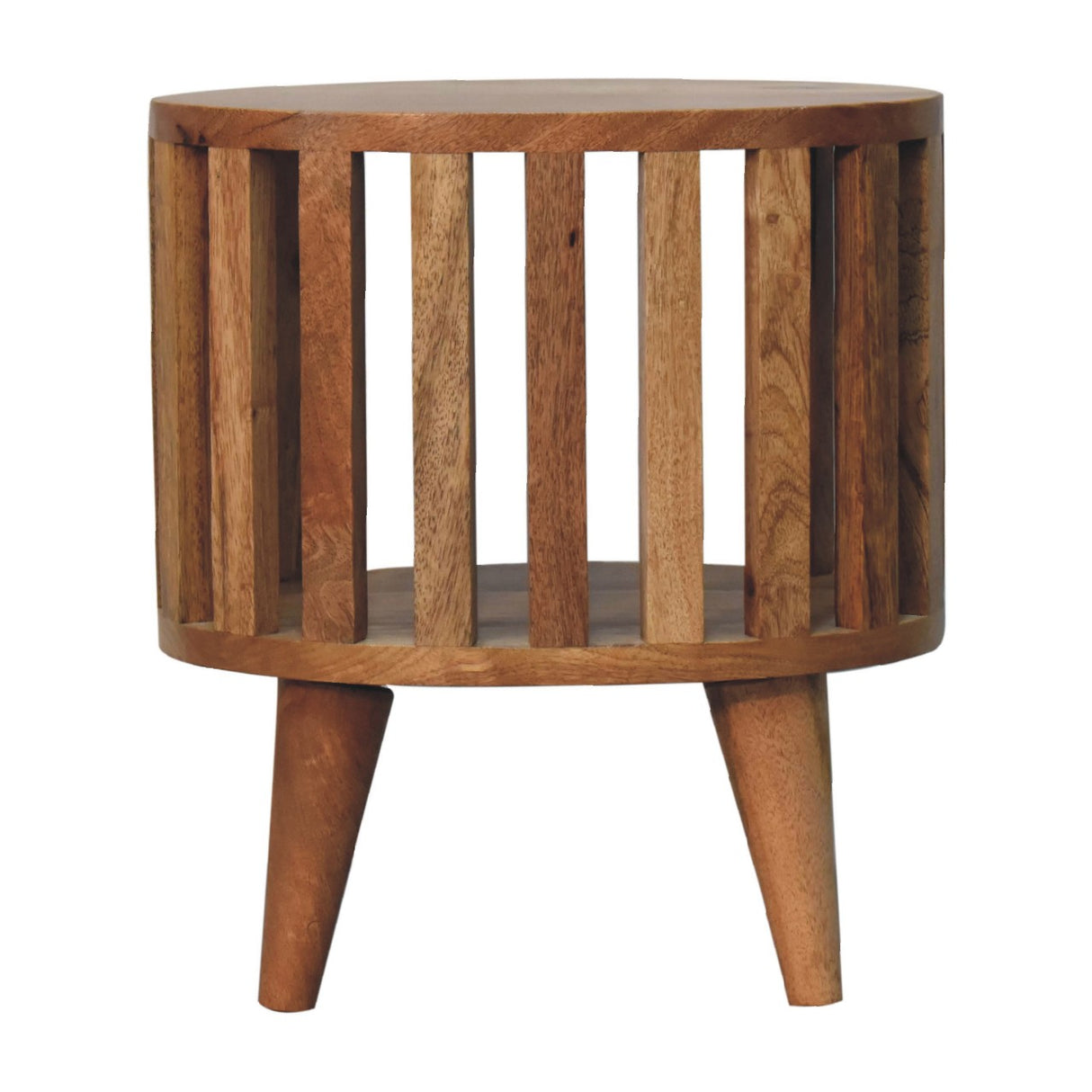Solid Mango Wood Bedside Cabinet With Single Shelf - Ariella