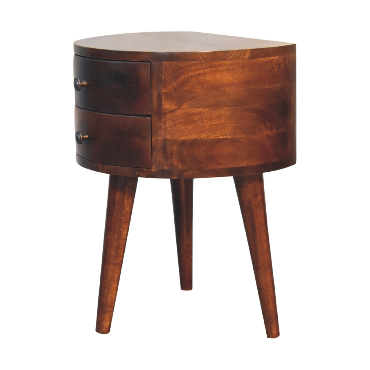 Solid Mango Wood Bedside Cabinet Tripod With 2 Drawers - Odyssey