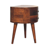Solid Mango Wood Bedside Cabinet Tripod With 2 Drawers - Odyssey