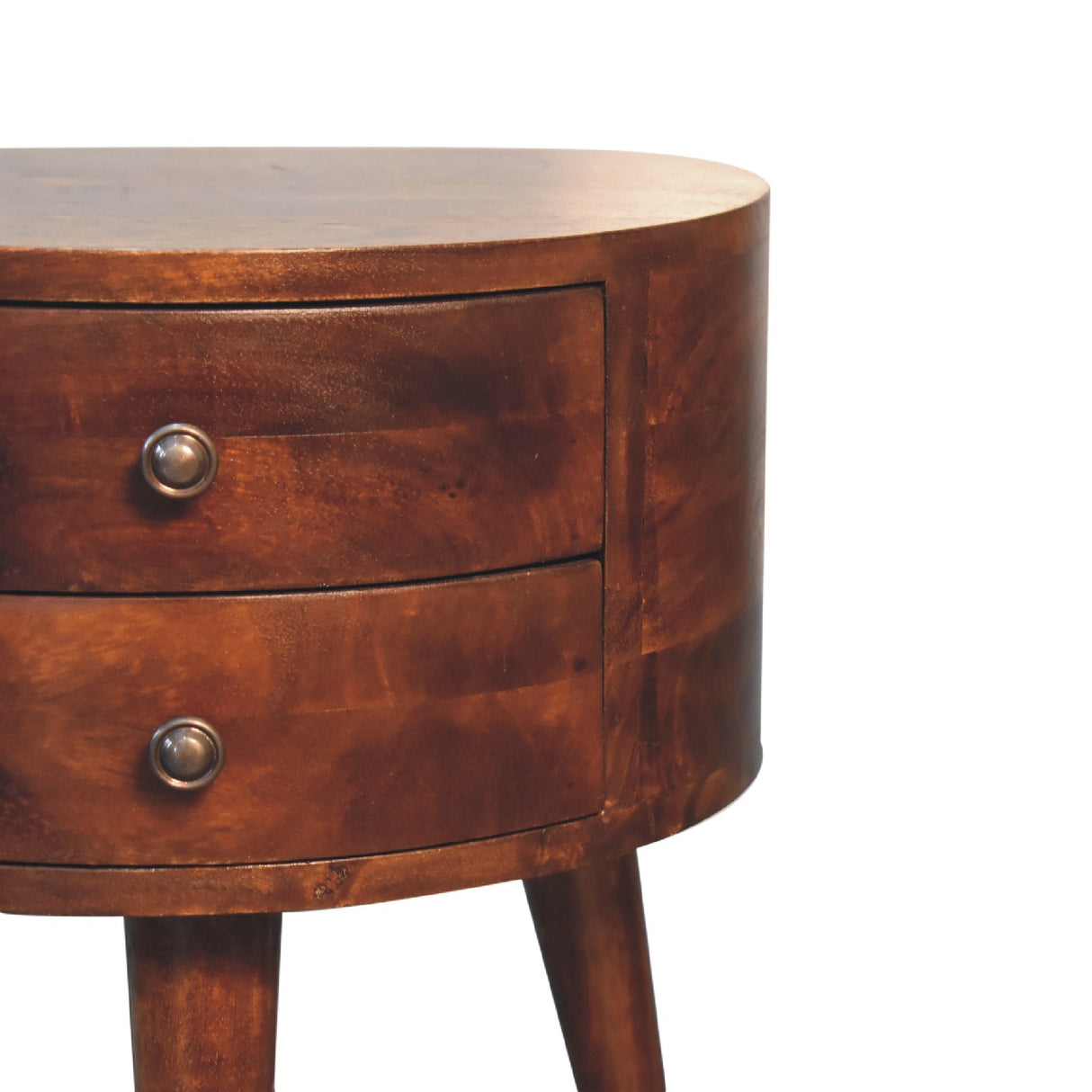 Solid Mango Wood Bedside Cabinet Tripod With 2 Drawers - Odyssey