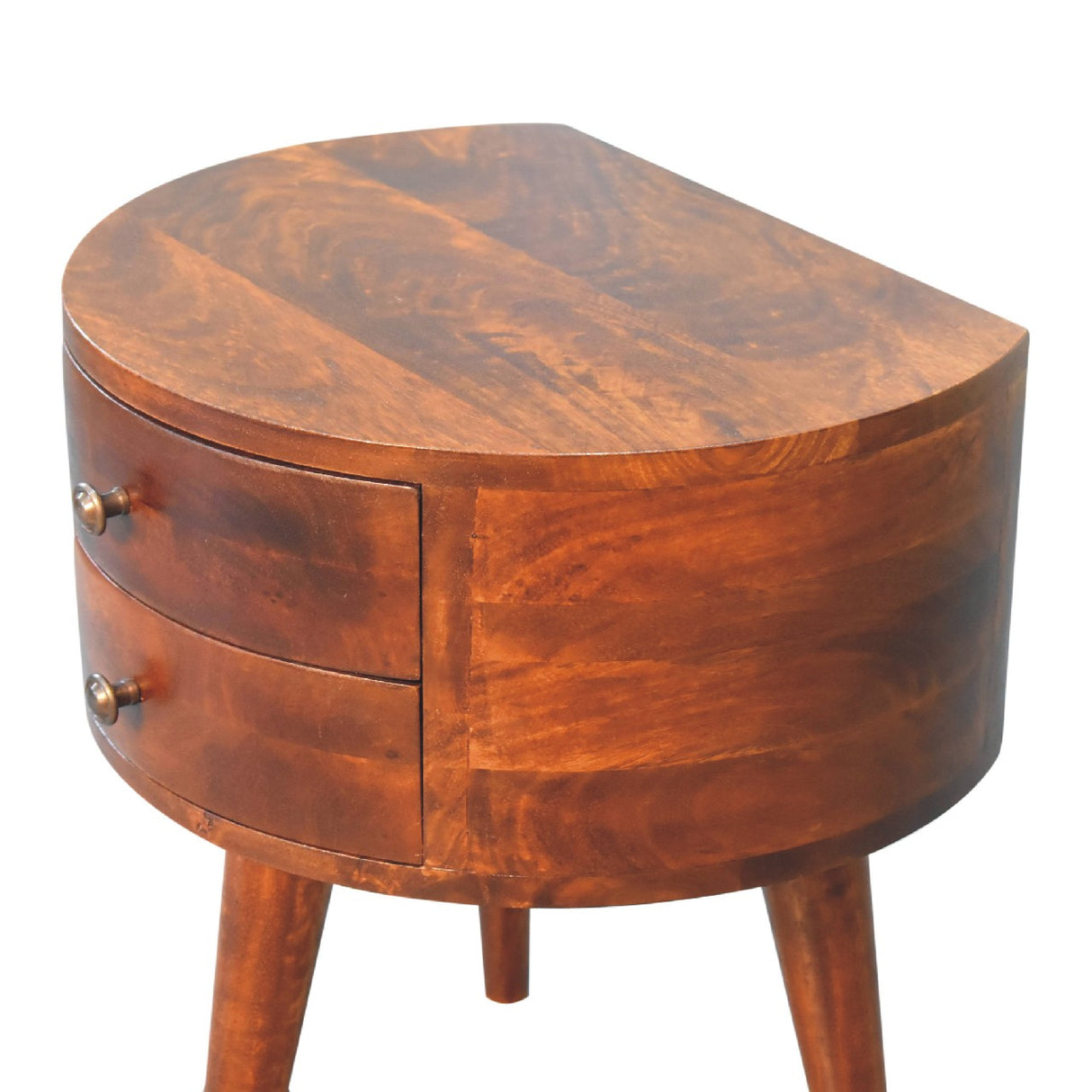 Solid Mango Wood Bedside Cabinet Tripod With 2 Drawers - Odyssey