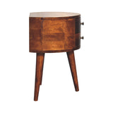 Solid Mango Wood Bedside Cabinet Tripod With 2 Drawers - Odyssey