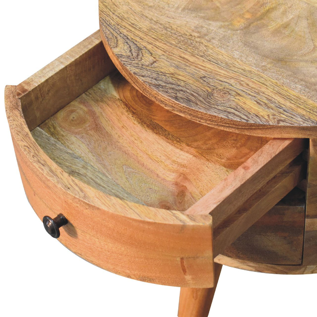 Solid Mango Wood Bedside Cabinet Tripod With 2 Drawers - Odyssey
