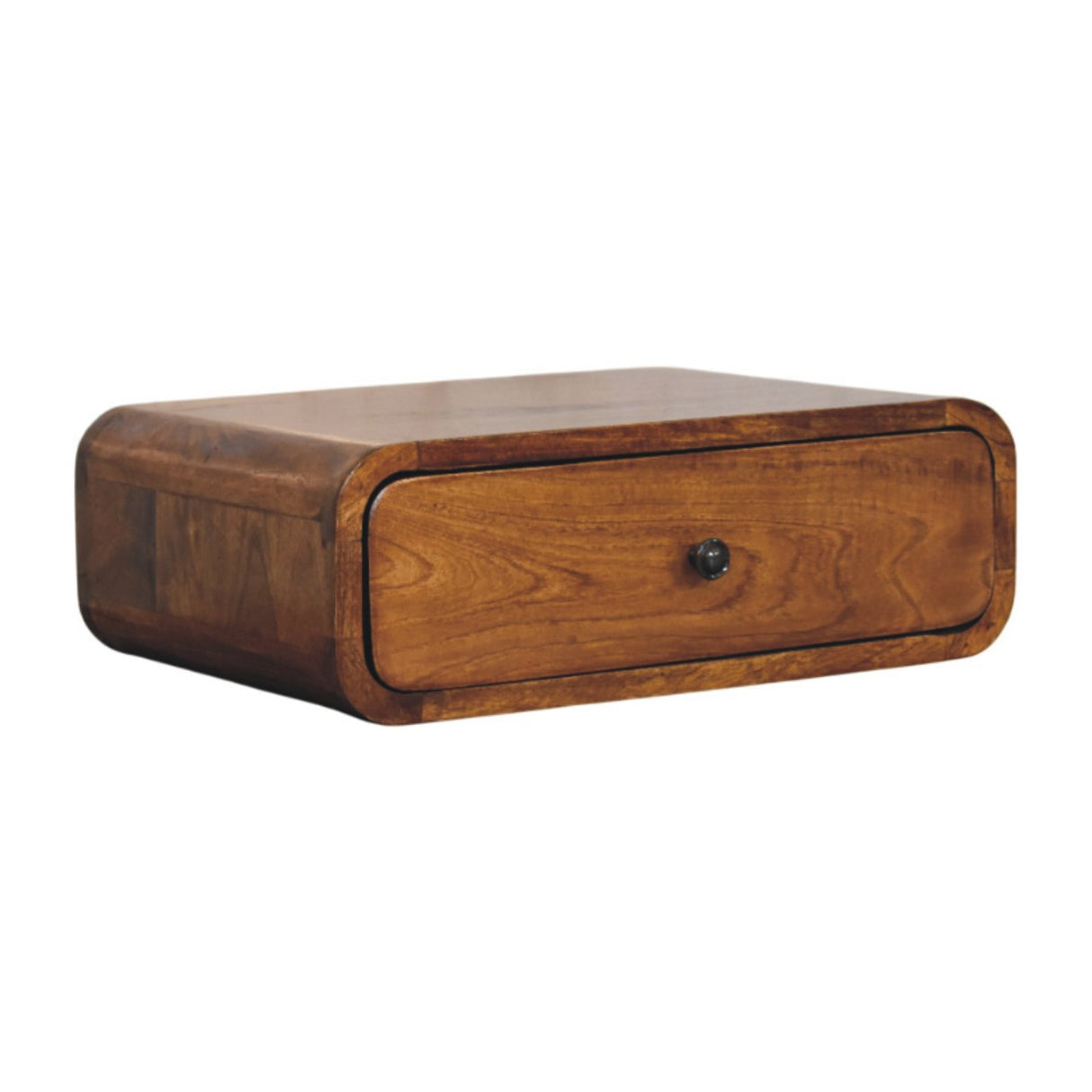 Solid Mango Wood Bedside Cabinet Wall Mounted With 1 Drawer - Avora