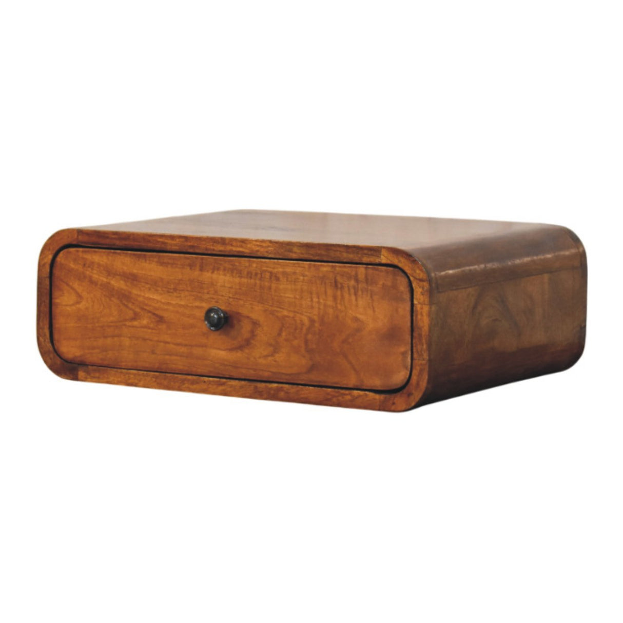Solid Mango Wood Bedside Cabinet Wall Mounted With 1 Drawer - Avora