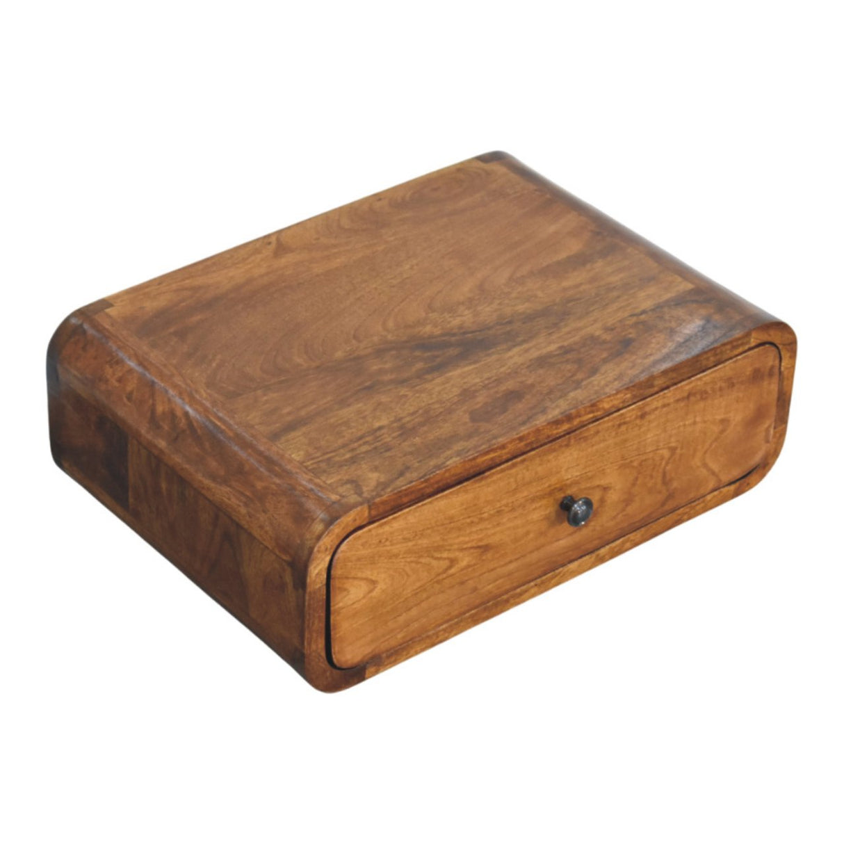 Solid Mango Wood Bedside Cabinet Wall Mounted With 1 Drawer - Avora